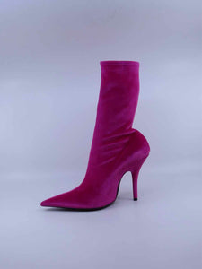 BALENCIAGA Size 6 Hot Pink Velvet Tall Boot