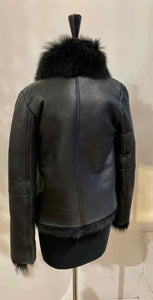 MICHELLE MASON Size 2 Black Leather Jacket