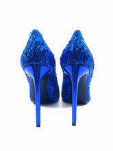 Load image into Gallery viewer, SAINT LAURENT Size 7.5 Royal Blue Sequined Solid Pumps