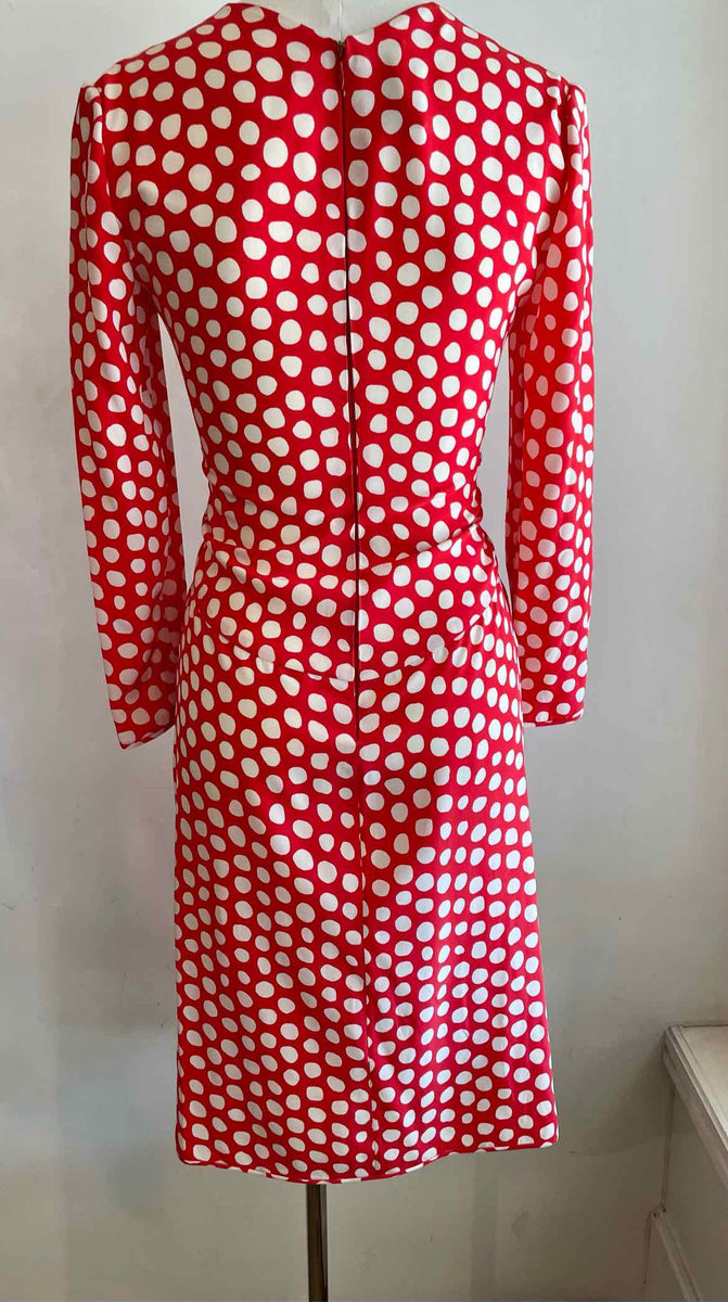 VALENTINO Size 6 Red Silk Polka Dot Dress  Labels Luxury