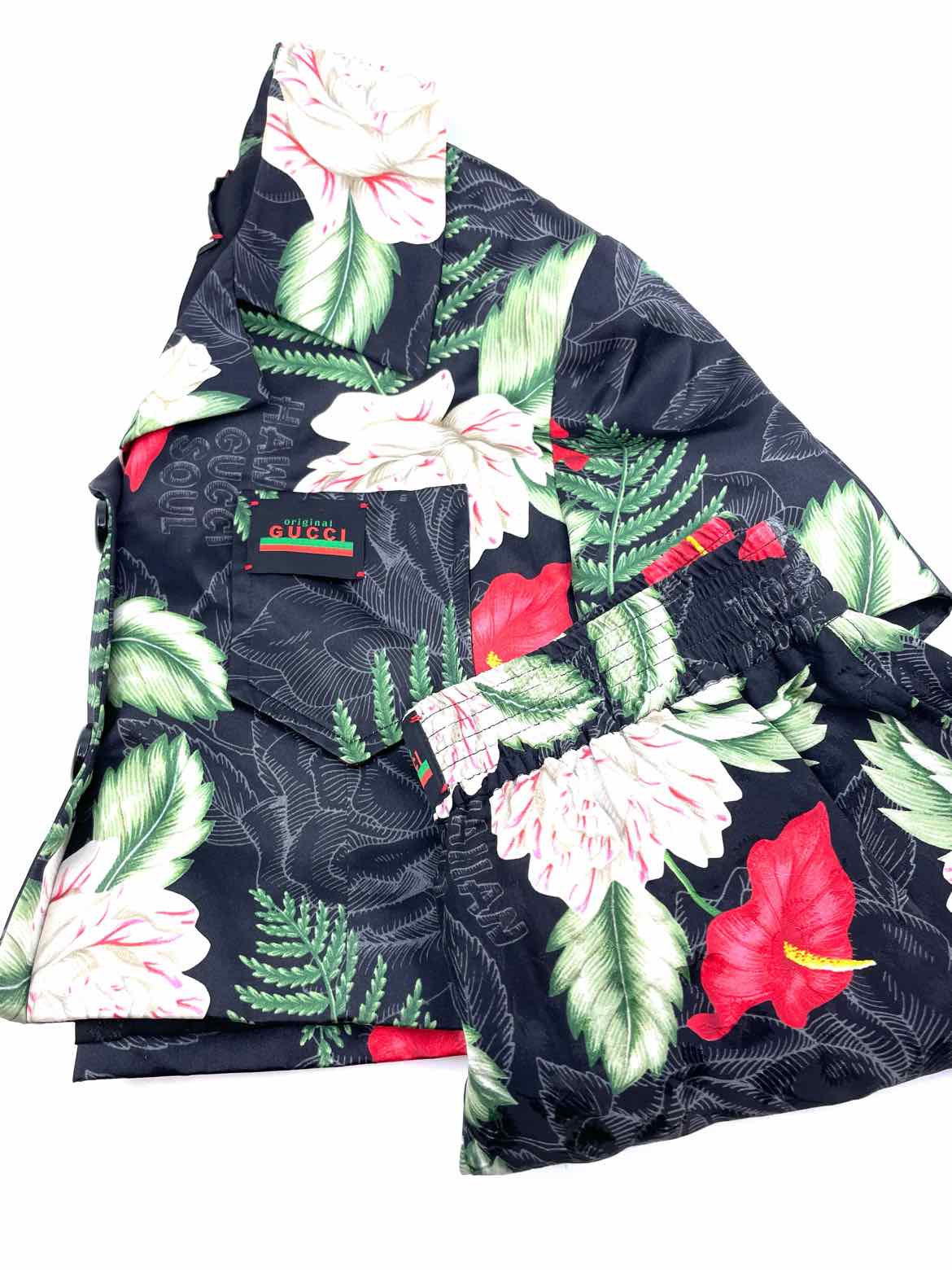 GUCCI Size XS Green, Black Floral Hawaiian Pajamas – Labels Luxury