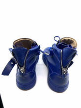 Load image into Gallery viewer, GIUSEPPE ZANOTTI Blue Leather Chain-Link Accent Sneakers | 12