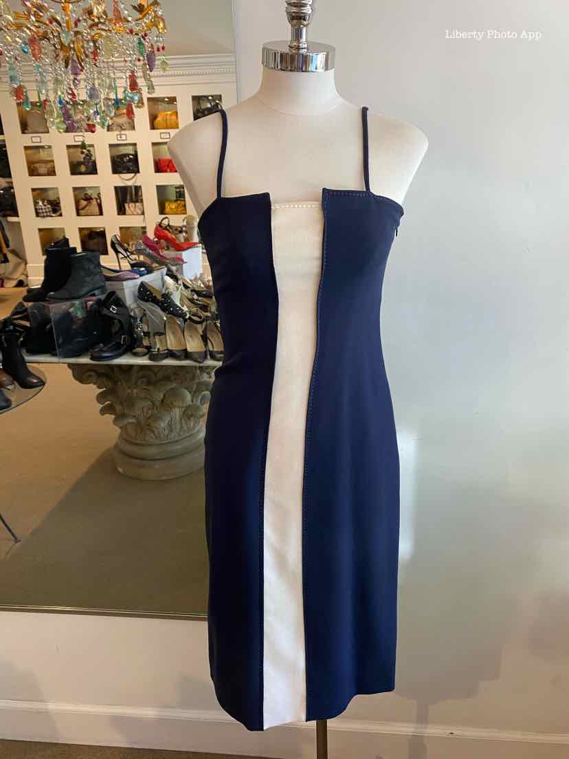 valentino blue and white dress RED Valentino Blue White Silk Ruffled Maxi Dress M