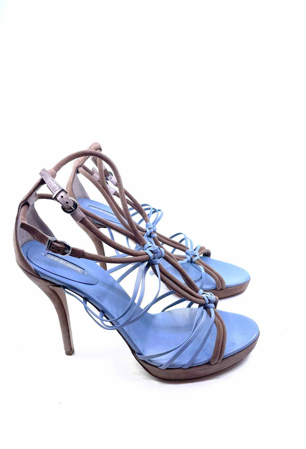 GIORGIO ARMANI Size 10.5 Baby Blue Leather Sandals
