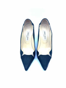JIMMY CHOO Size 9 Black Leather Pumps