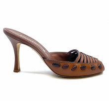 Load image into Gallery viewer, MANOLO BLAHNIK Size 6.5 Camel Leather Solid Sandals
