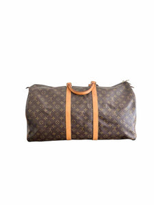 LOUIS VUITTON Brown Print Duffle Bag