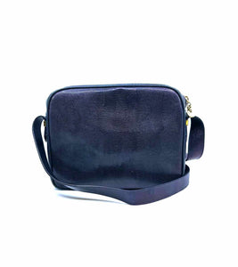 SALVATORE FERRAGAMO Navy Lizard Solid Handbag