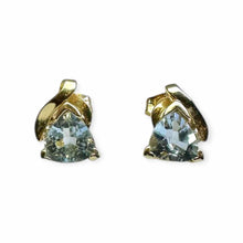 Load image into Gallery viewer, 14K Aquamarine Pierced Earrings
