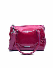 Load image into Gallery viewer, BURBERRY Raspberry Patent Leather Plaid Handbag
