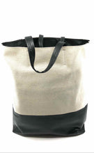 Load image into Gallery viewer, CELINE Beige &amp; Black Canvas Color Block Cabas Tote Handbag
