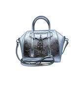 Load image into Gallery viewer, GIVENCHY Mini Antigona Lock bag Silver Leather Metallic Solid Handbag
