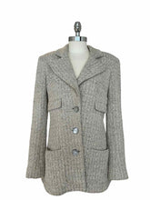 Load image into Gallery viewer, CHANEL Size 8 Light Grey Poly Blend Blazer
