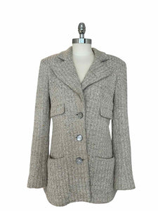 CHANEL Size 8 Light Grey Poly Blend Blazer