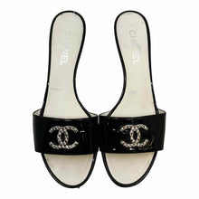 Load image into Gallery viewer, CHANEL Size 9.5 Black Patent Leather Solid Sandals
