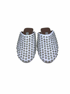 ALAIA Size 8 White Leather Slide