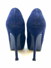 Load image into Gallery viewer, YVES SAINT LAURENT Size 6 Navy Suede Pumps
