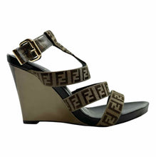 Load image into Gallery viewer, FENDI Size 10 Brown Canvas Monogram Wedge
