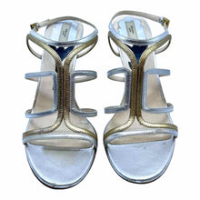 Load image into Gallery viewer, PRADA Size 8.5 Gold Silver Leather Sandals

