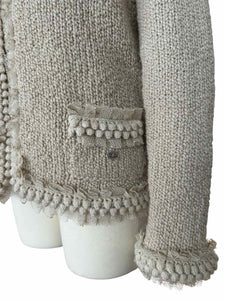 CHANEL Size 6 Beige Knit Solid Cardigan