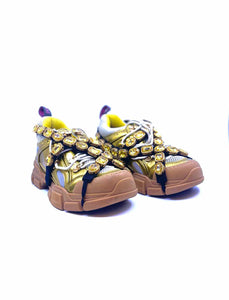 GUCCI Size 6 Gold Leather Sneakers
