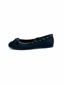 VALENTINO Size 11 Black Satin Solid Flats