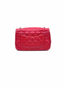 CHANEL Red Leather Quilted Handbag