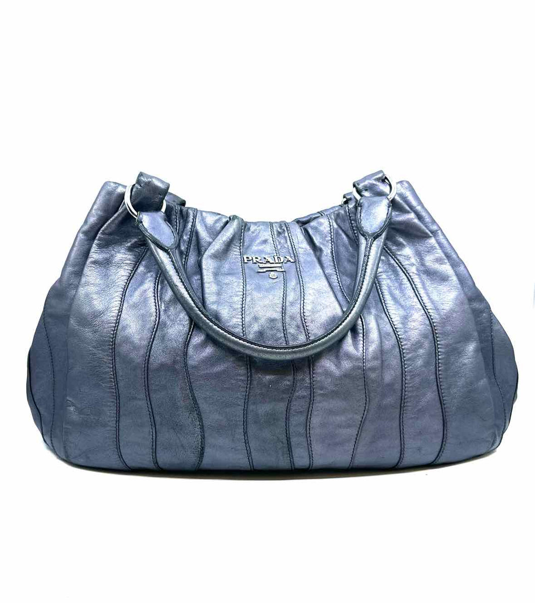 PRADA Grey, Silver Leather Handbag