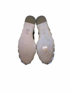 CHANEL Size 7.5 Beige, Black Patent Leather Oxfords