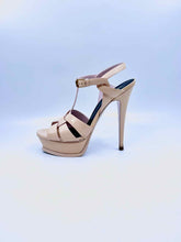 Load image into Gallery viewer, YVES SAINT LAURENT Size 7.5 Peach Patent Leather Sandals
