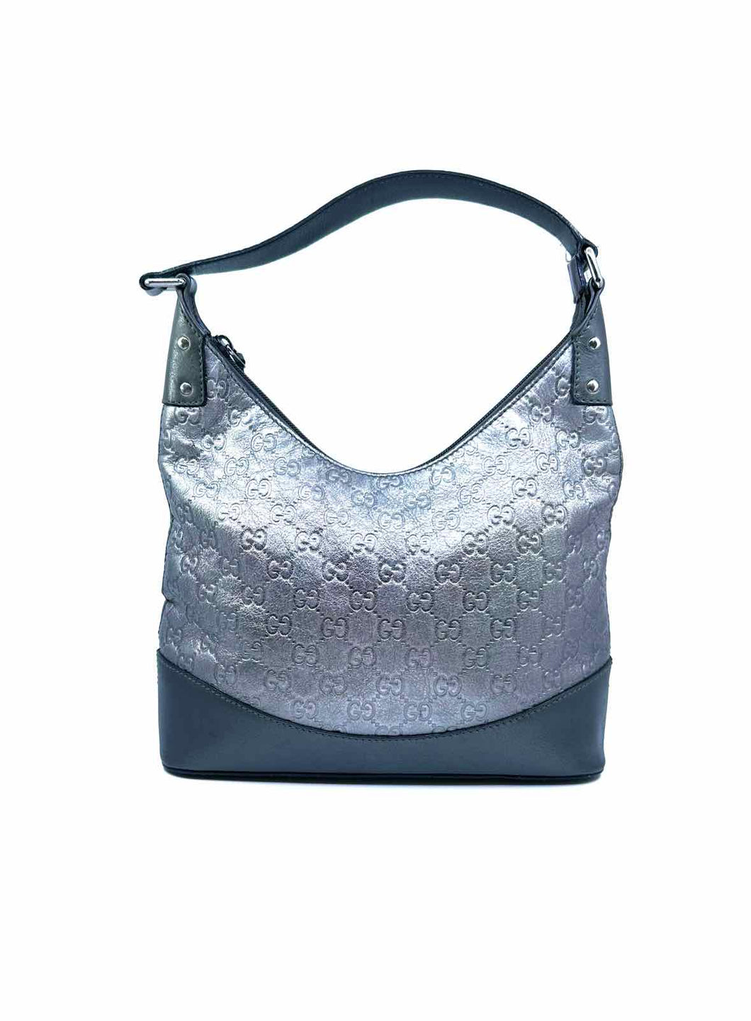 GUCCI Gunmetal Leather Metallic Handbag