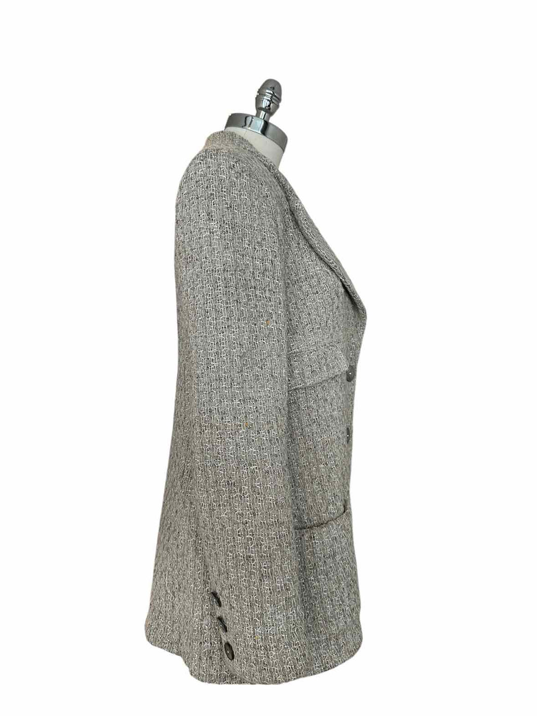 CHANEL Size 8 Light Grey Poly Blend Blazer