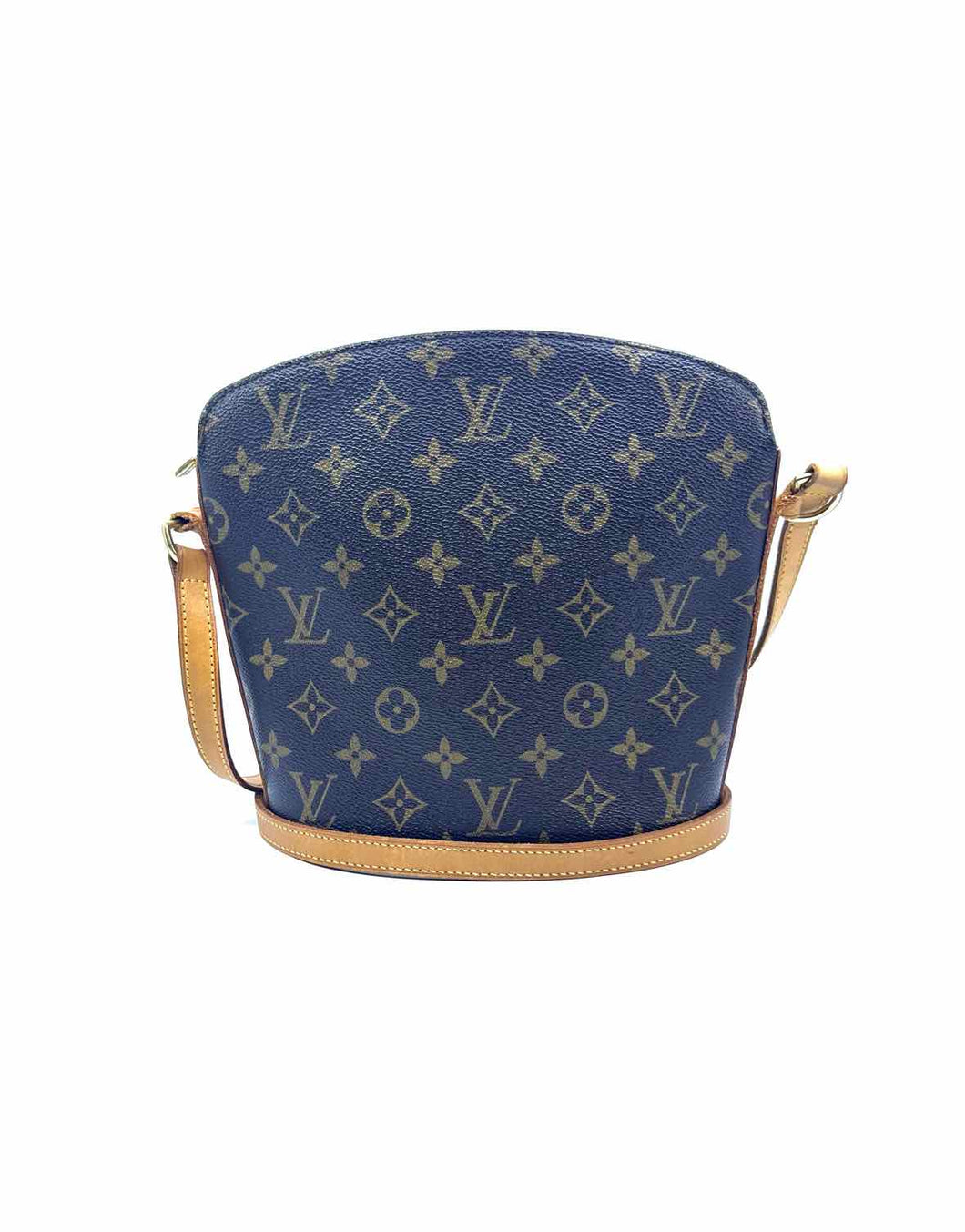 LOUIS VUITTON Brown Coated Leather LOGO Handbag