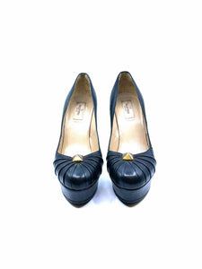 VALENTINO Size 9.5 Black Leather Pumps