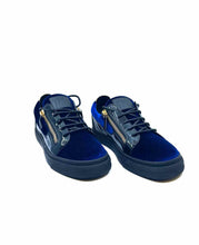 Load image into Gallery viewer, GIUSEPPE ZANOTTI Size 4 Blue, Black Velvet Solid Sneakers
