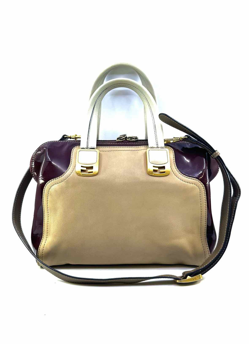 FENDI Tan Leather Two Tone Handbag