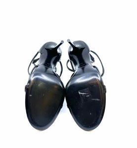 YVES SAINT LAURENT Cassandra Size 11 Black Patent Leather Solid Sandals