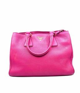 PRADA Pink Pebbled Leather Solid Handbag