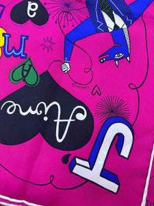 HERMES Pink Square 35" Abstract Scarf