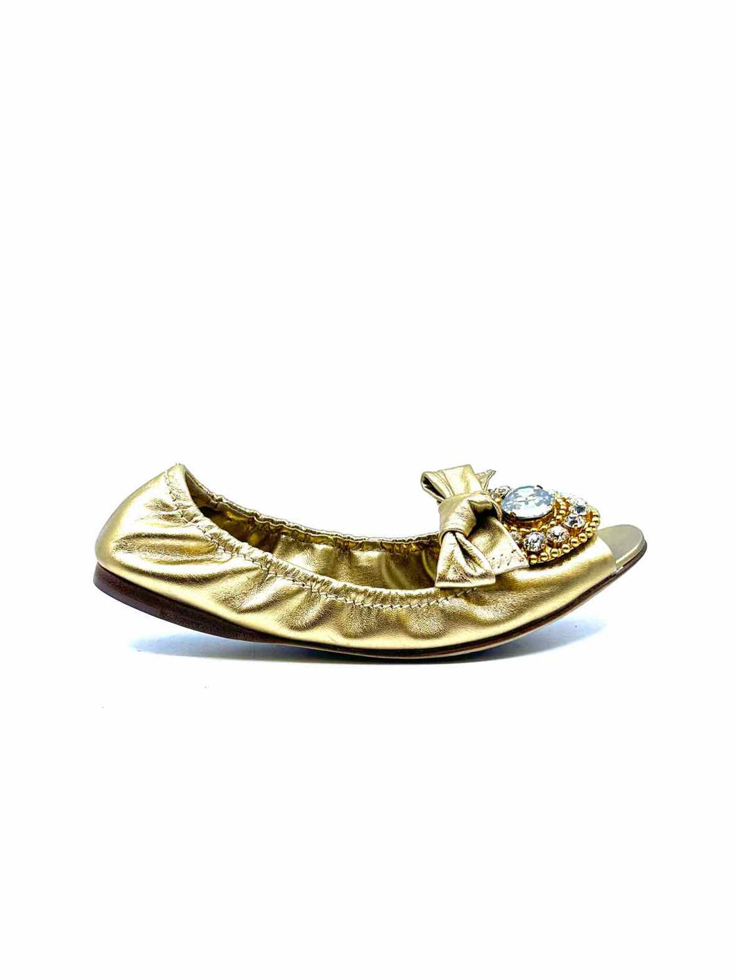 MIU MIU Size 6 Gold Leather Flats