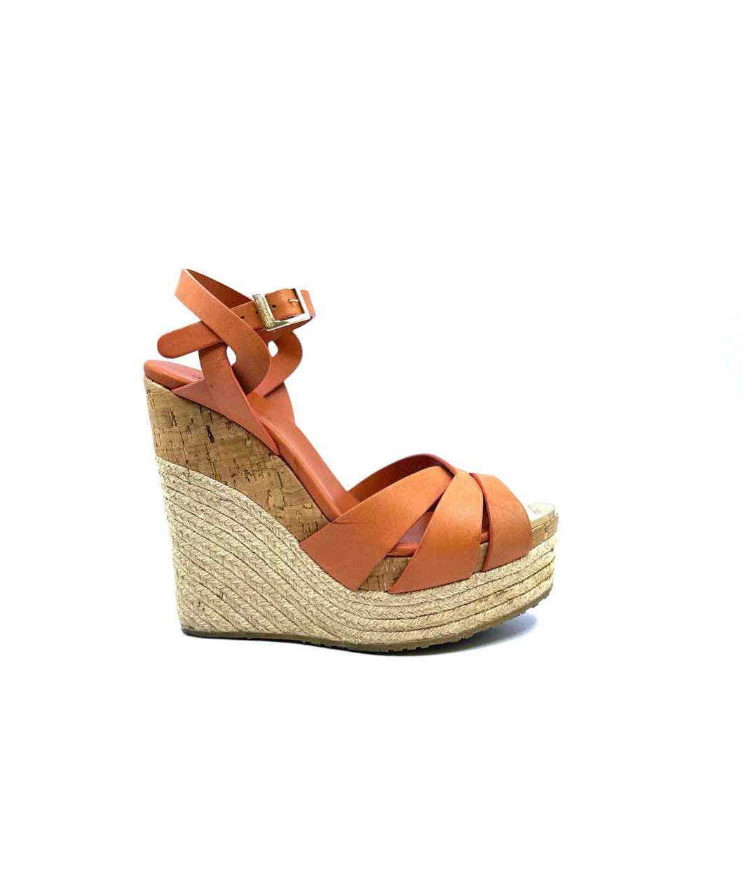 JIMMY CHOO Size 8 Salmon Leather Wedge
