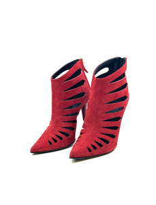 GIUSEPPE ZANOTTI Size 9.5 Red Suede Ankle Boot