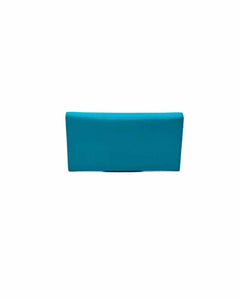 SALVATORE FERRAGAMO Continental Teal Leather Solid Wallet