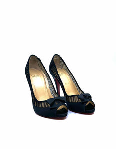 CHRISTIAN LOUBOUTIN Size 9 Black Satin Mesh Solid Pumps