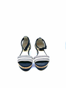 JIMMY CHOO Size 7 Grey & White Snakeskin Sandals