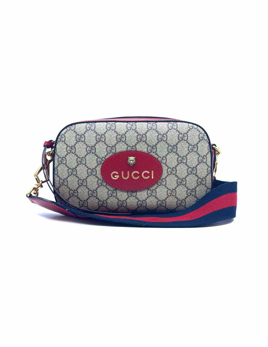 GUCCI Supreme Brown, Red Coated canvas Monogram Handbag