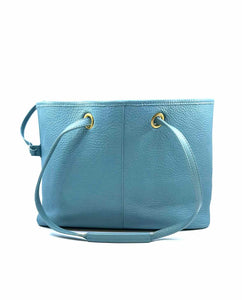 YVES SAINT LAURENT Blue Pebbled Leather Solid Handbag