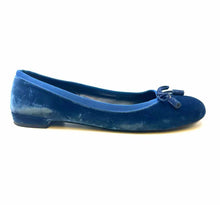 Load image into Gallery viewer, PRADA Size 6.5 Blue Velvet Solid Flats
