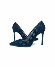 Load image into Gallery viewer, MANOLO BLAHNIK Size 9 Black Suede Perforated Pumps
