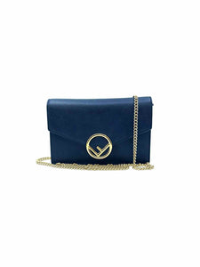 FENDI Wallet on Chain Black Leather Solid Handbag